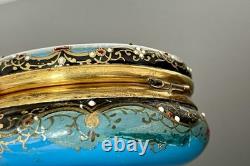 Ancien coffret boîte à bijoux pilules émaillé en émaux Bressans or laiton 19 XIX