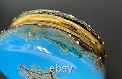 Ancien coffret boîte à bijoux pilules émaillé en émaux Bressans or laiton 19 XIX