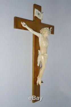 Ancien crucifix / christ en croix epoque napoléon iii, Bois doré XIXe Sculpture