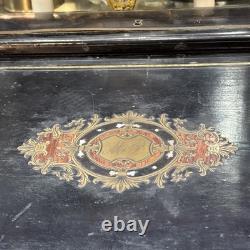Ancien ecritoire XIXe napoleon III marqueterie de cuivre boulle et bois noirci