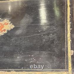 Ancien ecritoire XIXe napoleon III marqueterie de cuivre boulle et bois noirci