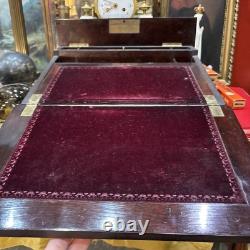 Ancien ecritoire XIXe napoleon III marqueterie de cuivre boulle et bois noirci