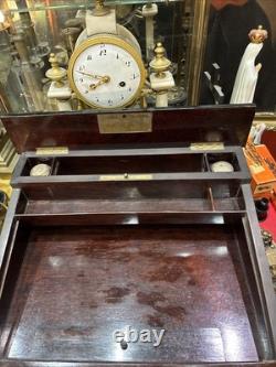 Ancien ecritoire XIXe napoleon III marqueterie de cuivre boulle et bois noirci
