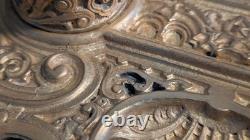 Ancien encrier Napoléon III en laiton massif, 2 godets d'origine, XIXe