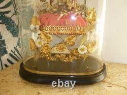 Ancien globe de mariée Napoléon III coussin couronne. XIXe