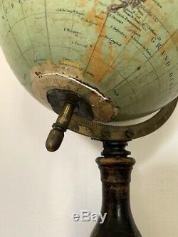 Ancien globe terrestre fin XIXè G. THOMAS Paris mappemonde cabinet de curiosité