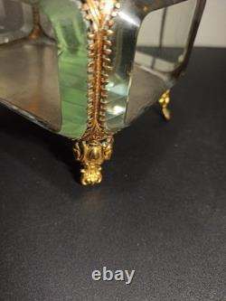 Ancien gros coffret, boite à bijoux en verre biseauté XIX -ème Napoléon III