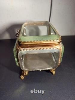 Ancien gros coffret, boite à bijoux en verre biseauté XIX -ème Napoléon III