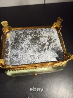 Ancien gros coffret, boite à bijoux en verre biseauté XIX -ème Napoléon III