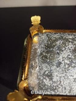 Ancien gros coffret, boite à bijoux en verre biseauté XIX -ème Napoléon III