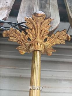 Ancien lustre XIXe S. 4 feux en bronze doré Napoléon III état de marche