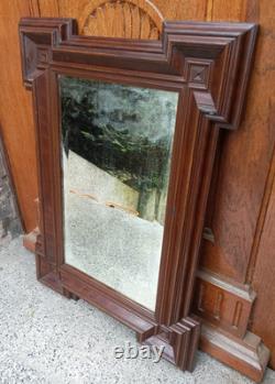 Ancien miroir laqué marron Epoque et style Napoléon III Fin XIXe S. 72 x 51
