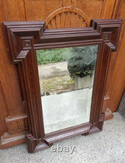 Ancien miroir laqué marron Epoque et style Napoléon III Fin XIXe S. 72 x 51