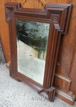 Ancien miroir laqué marron Epoque et style Napoléon III Fin XIXe S. 72 x 51