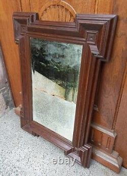 Ancien miroir laqué marron Epoque et style Napoléon III Fin XIXe S. 72 x 51