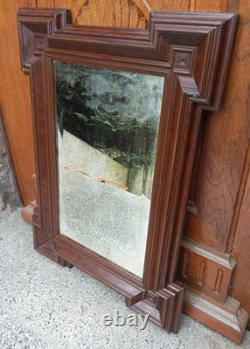 Ancien miroir laqué marron Epoque et style Napoléon III Fin XIXe S. 72 x 51