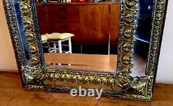 Ancien miroir parclose Napoléon III parecloses bois et laiton décor antique XIXE