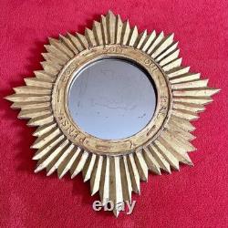 Ancien miroir soleil en bois doré XIX Napoléon III sorcière cabinet de curiosité
