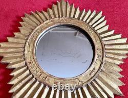 Ancien miroir soleil en bois doré XIX Napoléon III sorcière cabinet de curiosité