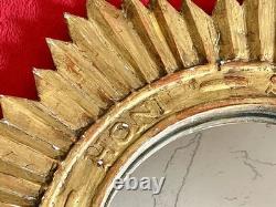 Ancien miroir soleil en bois doré XIX Napoléon III sorcière cabinet de curiosité