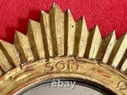 Ancien miroir soleil en bois doré XIX Napoléon III sorcière cabinet de curiosité