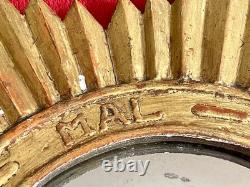 Ancien miroir soleil en bois doré XIX Napoléon III sorcière cabinet de curiosité