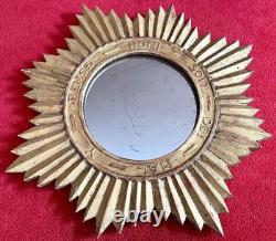Ancien miroir soleil en bois doré XIX Napoléon III sorcière cabinet de curiosité