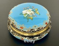 Ancien pilulier boîte à pilule émaillé en émail or tabatière enamel box XIX 19