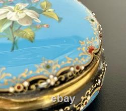 Ancien pilulier boîte à pilule émaillé en émail or tabatière enamel box XIX 19