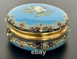 Ancien pilulier boîte à pilule émaillé en émail or tabatière enamel box XIX 19