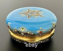 Ancien pilulier boîte à pilule émaillé en émail or tabatière enamel box XIX 19