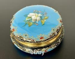Ancien pilulier boîte à pilule émaillé en émail or tabatière enamel box XIX 19
