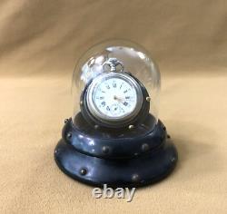 Ancien porte montre à gousset en bois NAPOLEON 3 sous globe en verre XIX 19ème
