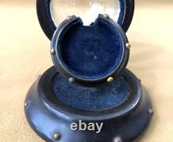 Ancien porte montre à gousset en bois NAPOLEON 3 sous globe en verre XIX 19ème