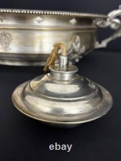 Ancien réchaud de table en métal argenté, fin XIXe siècle