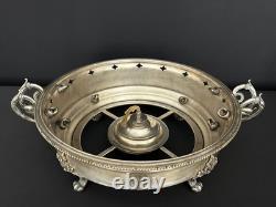 Ancien réchaud de table en métal argenté, fin XIXe siècle