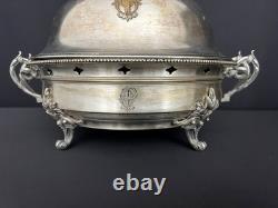 Ancien réchaud de table en métal argenté, fin XIXe siècle