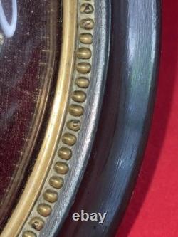 Ancien reliquaire Christ angelots verre bombé cadre Napoléon III XIXe