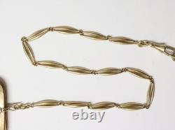 Ancien très beau Carnet de bal cuivre doré émaillé avec porte mine chaîne XIXe