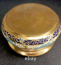 Ancienne Bonbonnière XIXe En Bronze Doré Émail Champlevé