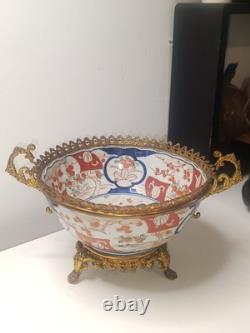 Ancienne Coupe Centre Table XIX Ème Porcelaine Imari Monture Bronze Napoléon III
