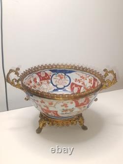 Ancienne Coupe Centre Table XIX Ème Porcelaine Imari Monture Bronze Napoléon III