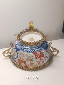 Ancienne Coupe Centre Table XIX Ème Porcelaine Imari Monture Bronze Napoléon III