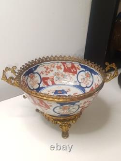 Ancienne Coupe Centre Table XIX Ème Porcelaine Imari Monture Bronze Napoléon III