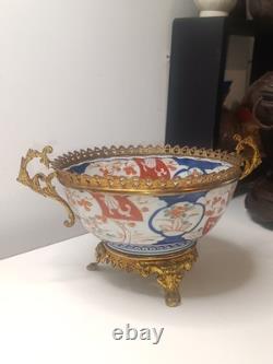 Ancienne Coupe Centre Table XIX Ème Porcelaine Imari Monture Bronze Napoléon III