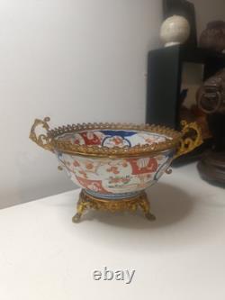 Ancienne Coupe Centre Table XIX Ème Porcelaine Imari Monture Bronze Napoléon III
