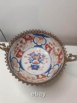 Ancienne Coupe Centre Table XIX Ème Porcelaine Imari Monture Bronze Napoléon III
