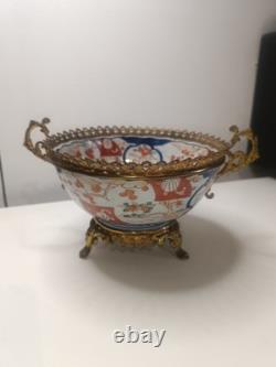 Ancienne Coupe Centre Table XIX Ème Porcelaine Imari Monture Bronze Napoléon III