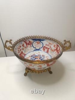 Ancienne Coupe Centre Table XIX Ème Porcelaine Imari Monture Bronze Napoléon III