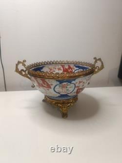 Ancienne Coupe Centre Table XIX Ème Porcelaine Imari Monture Bronze Napoléon III